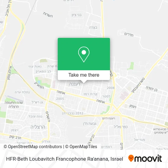 Карта HFR-Beth Loubavitch Francophone Ra'anana