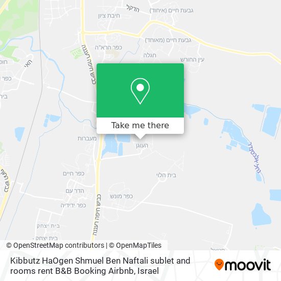 Kibbutz HaOgen Shmuel Ben Naftali sublet and rooms rent B&B Booking Airbnb map