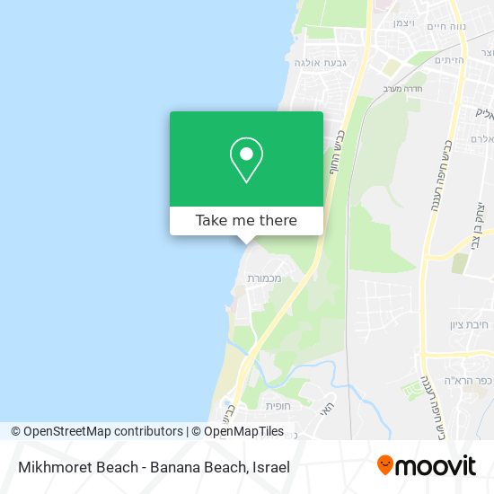 ‪Mikhmoret Beach - Banana Beach map