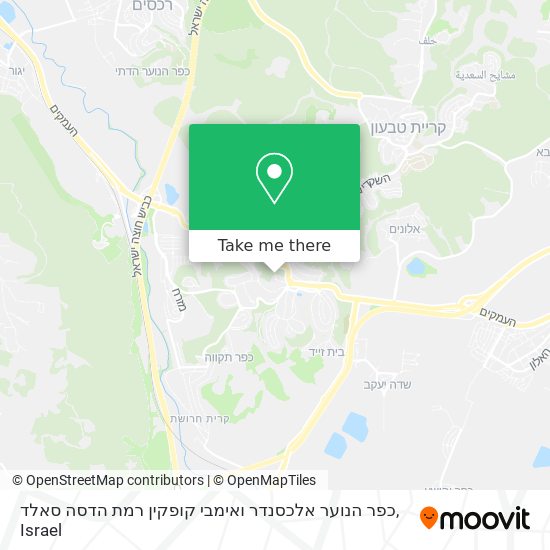 Карта כפר הנוער אלכסנדר ואימבי קופקין רמת הדסה סאלד