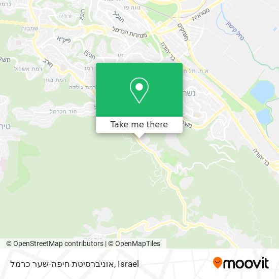 Карта אוניברסיטת חיפה-שער כרמל