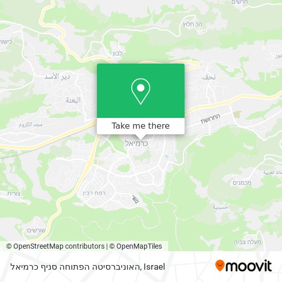 האוניברסיטה הפתוחה סניף כרמיאל map