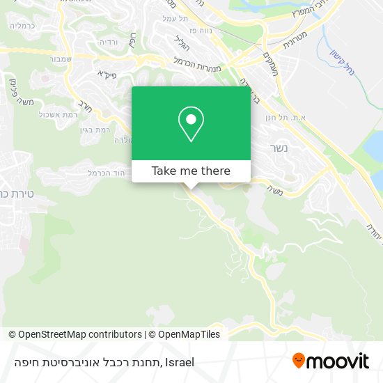 Карта תחנת רכבל אוניברסיטת חיפה