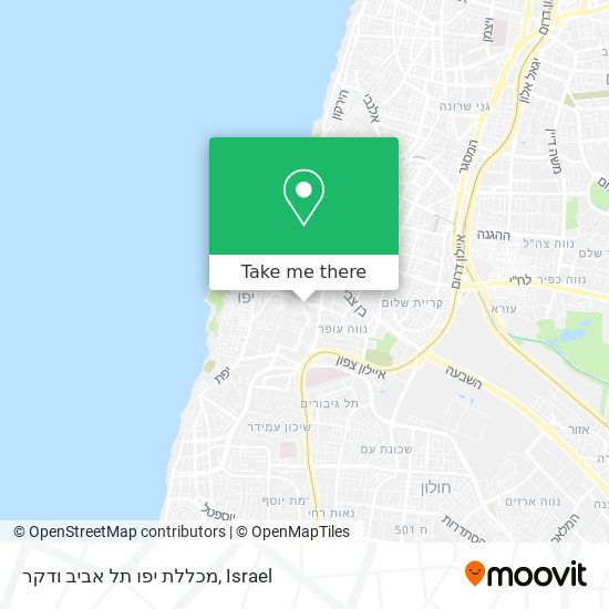 Карта מכללת יפו תל אביב ודקר