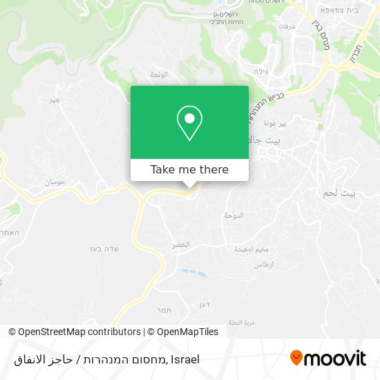 Карта מחסום המנהרות / حاجز الانفاق
