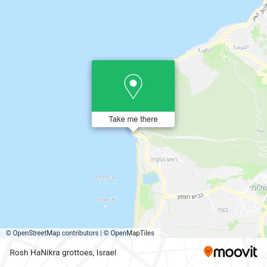 Карта Rosh HaNikra grottoes