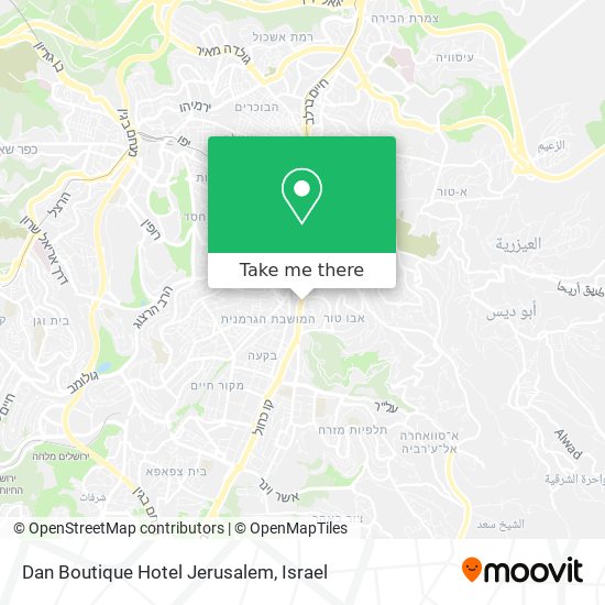 Dan Boutique Hotel Jerusalem map