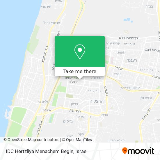 IDC Hertzliya Menachem Begin map