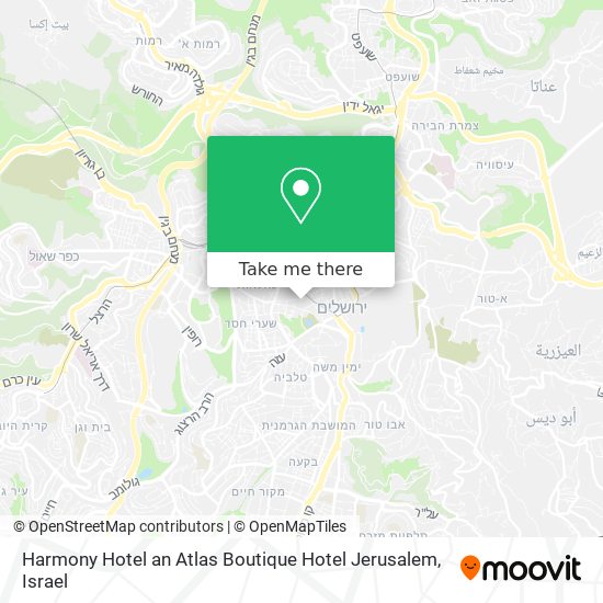 Карта Harmony Hotel an Atlas Boutique Hotel Jerusalem