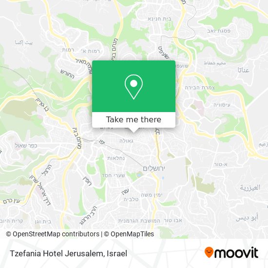 Tzefania Hotel Jerusalem map