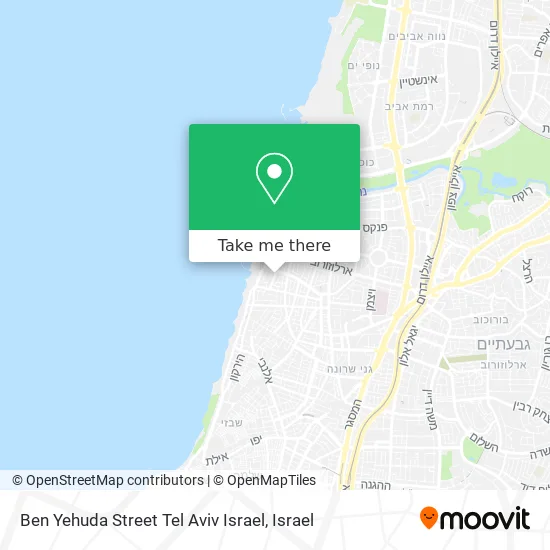 Карта Ben Yehuda Street Tel Aviv Israel