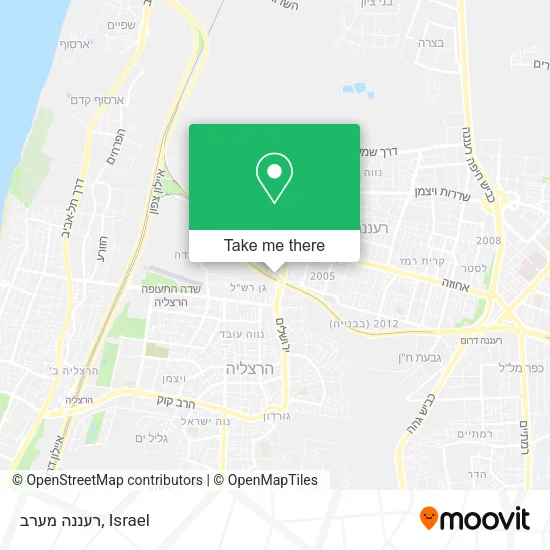 רעננה מערב map