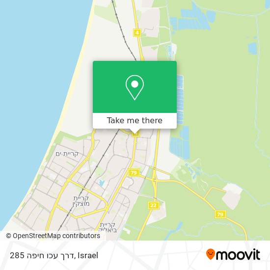 דרך עכו חיפה 285 map