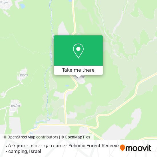 שמורת יער יהודיה - חניון לילה - Yehudia Forest Reserve - camping map