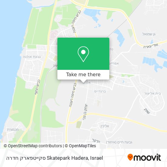 Карта סקייטפארק חדרה Skatepark Hadera