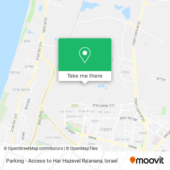 Карта Parking - Access to Har Hazevel Ra'anana