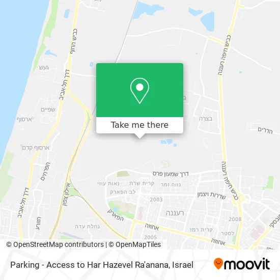 Parking - Access to Har Hazevel Ra'anana map