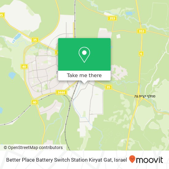Better Place Battery Switch Station Kiryat Gat map