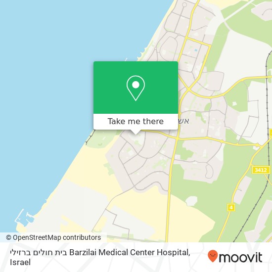 Карта בית חולים ברזילי Barzilai Medical Center Hospital