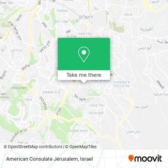 American Consulate Jerusalem map