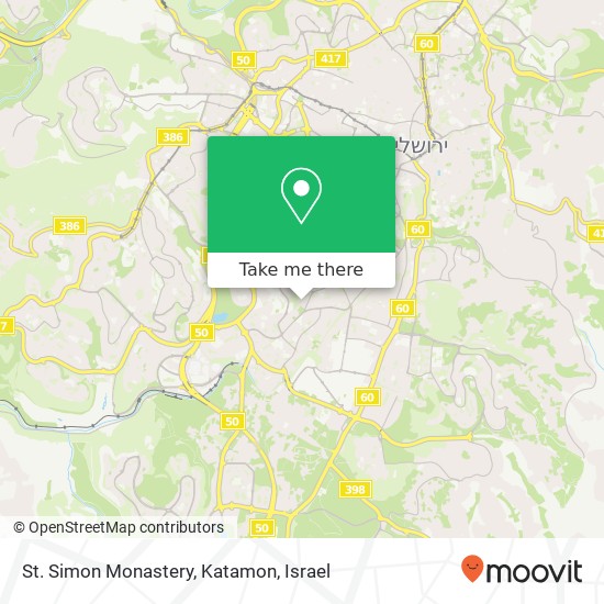 St. Simon Monastery, Katamon map