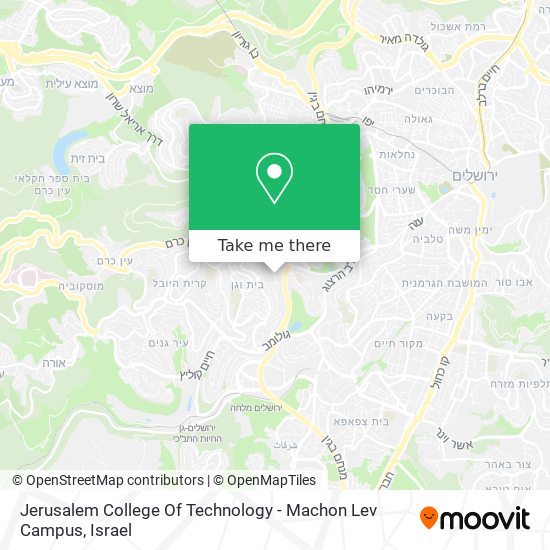 Карта Jerusalem College Of Technology - Machon Lev Campus