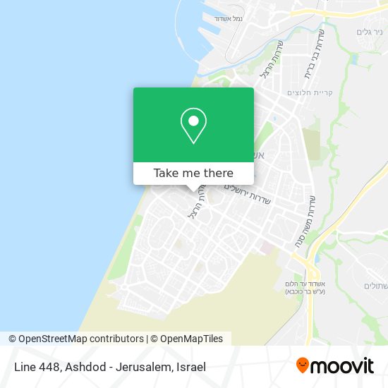 Line 448, Ashdod - Jerusalem map