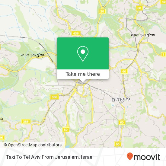 Taxi To Tel Aviv From Jerusalem map