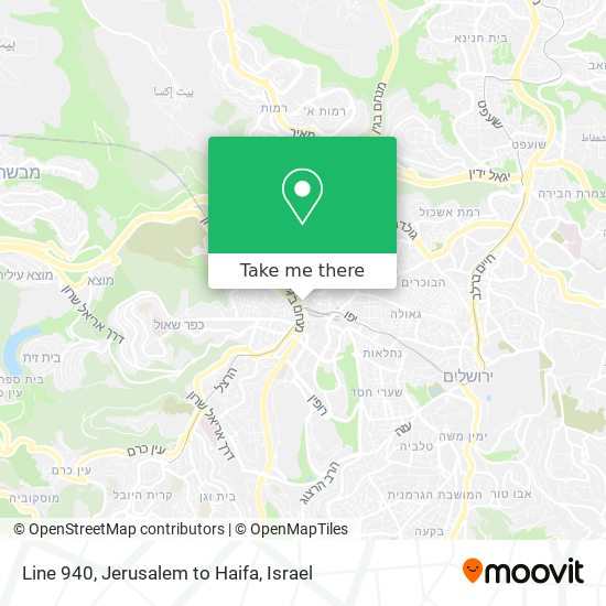 Карта Line 940, Jerusalem to Haifa