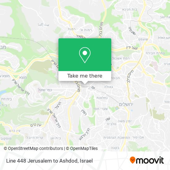 Line 448 Jerusalem to Ashdod map