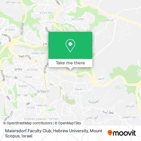 Карта Maiersdorf  Faculty Club,  Hebrew University,  Mount Scopus