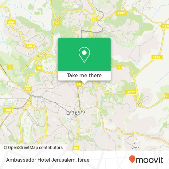 Ambassador Hotel Jerusalem map