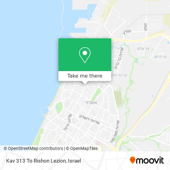 Карта Kav 313 To Rishon Lezion