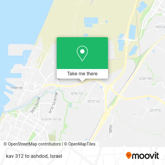 Карта kav 312 to ashdod
