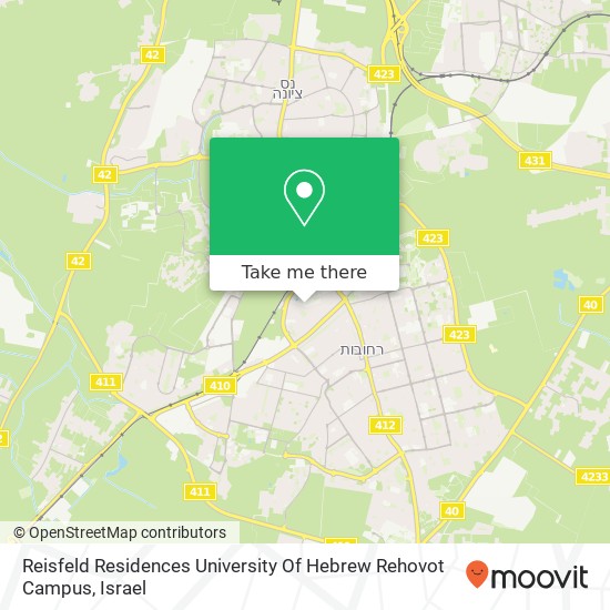 Карта Reisfeld Residences University Of Hebrew Rehovot Campus