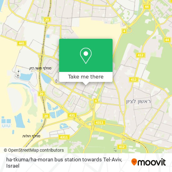 ha-tkuma / ha-moran bus station towards Tel-Aviv map
