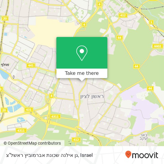 Карта גן אילנה שכונת אברמוביץ ראשל‏"‏צ