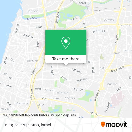 Карта רחוב בן צבי גבעתיים