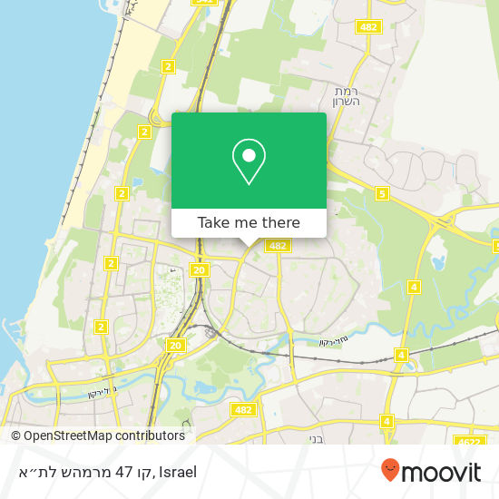 Карта קו 47 מרמהש לת״א