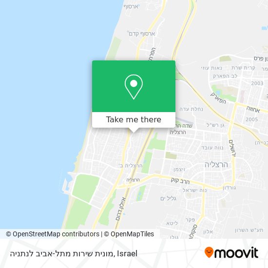 Карта מונית שירות מתל-אביב לנתניה