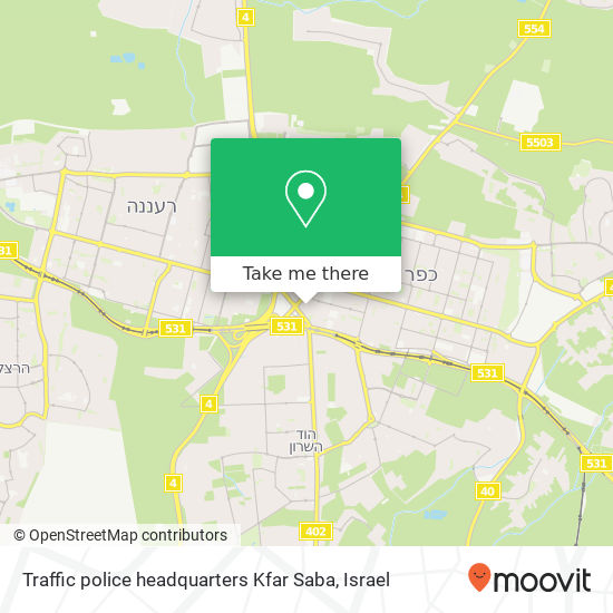 Traffic police headquarters Kfar Saba map