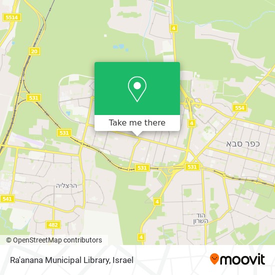 Ra'anana Municipal Library map