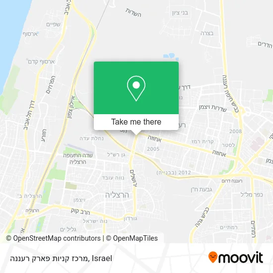 Карта מרכז קניות פארק רעננה