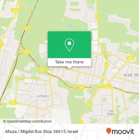 Карта Ahuza / Migdal Bus Stop 36615