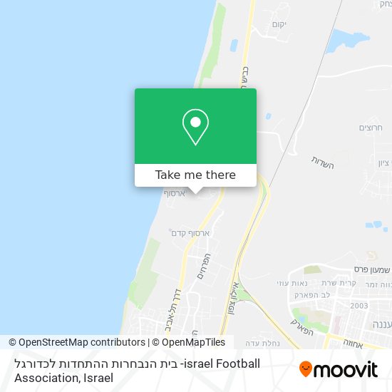 בית הנבחרות ההתחדות לכדורגל -israel Football Association map
