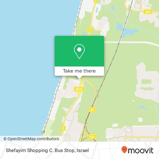 Shefayim Shopping C. Bus Stop map