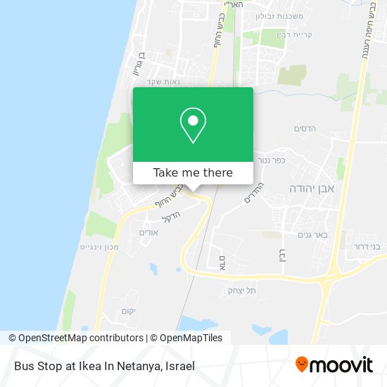 Bus Stop at Ikea In Netanya map