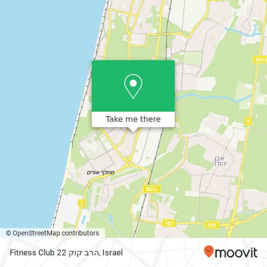 Fitness Club 22 הרב קוק map