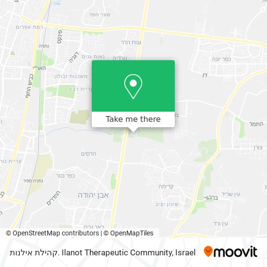 קהילת אילנות. Ilanot Therapeutic Community map