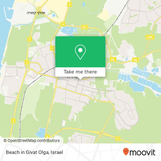 Beach in Givat Olga map